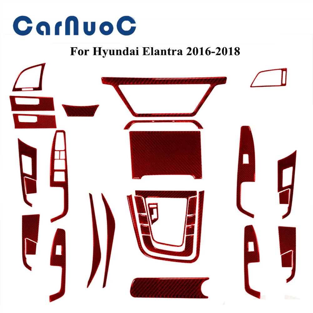 

Red Car Stickers Carbon Fiber Interior Mouldings Accessories For Hyundai Elantra GT 2016 2017 2018 Decorative Cover Trim
