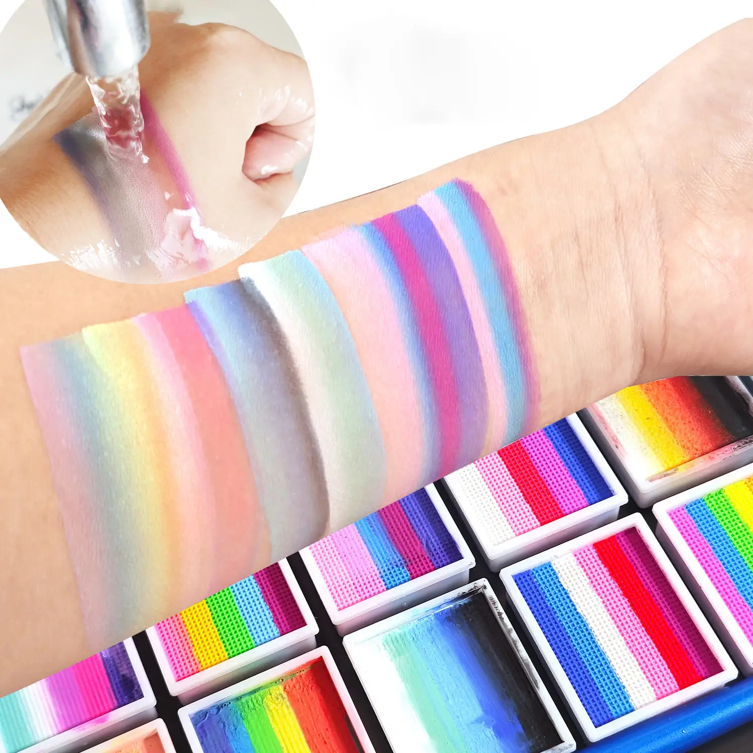 3 30g Paint Palette Combination Rainbow Face&Body Paint Water Soluble Body Painting for Holiday Cosplay Parties Art Stage Makeup