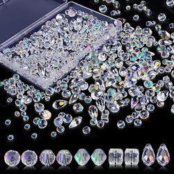 600PCS Crystal Glass Beads AB Crystal Faceted Gemstone Beads Loose Beads Bulk for DIY Craft Necklace Wristband Earring Kit