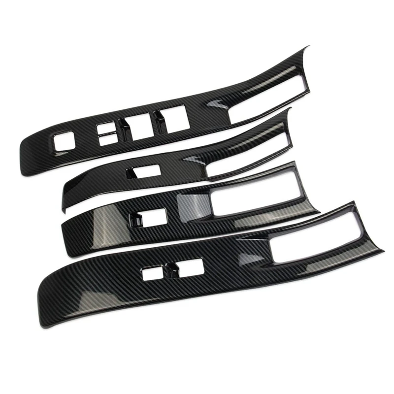 For Nissan Frontier 2022-2024 Car Window Lift Switch Panel Cover Trim Interior Parts ABS Carbon Fiber