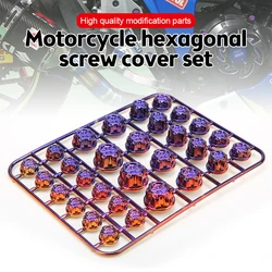 30pcs/set Motorcycle Accessories Motorcycle Screw Cap Cover Head Screw Nut Electroplated Fits Caps for Yamaha Kawasaki Honda