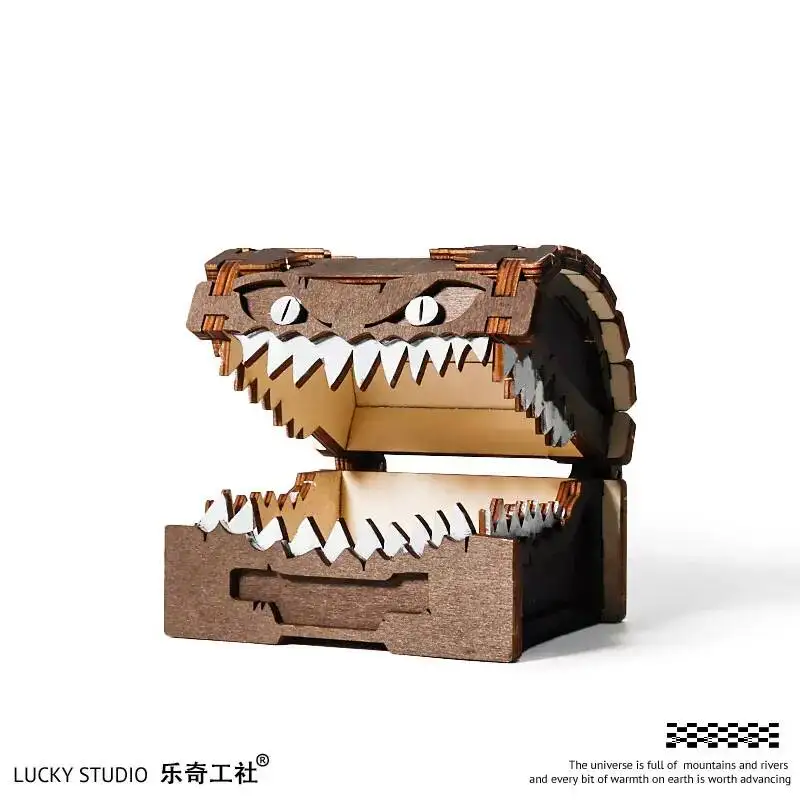 

Be Careful! Monster Treasure Chest Wooden Creative Curious Decoration Halloween Witch Cosplay Props Ornaments Festival Gifts