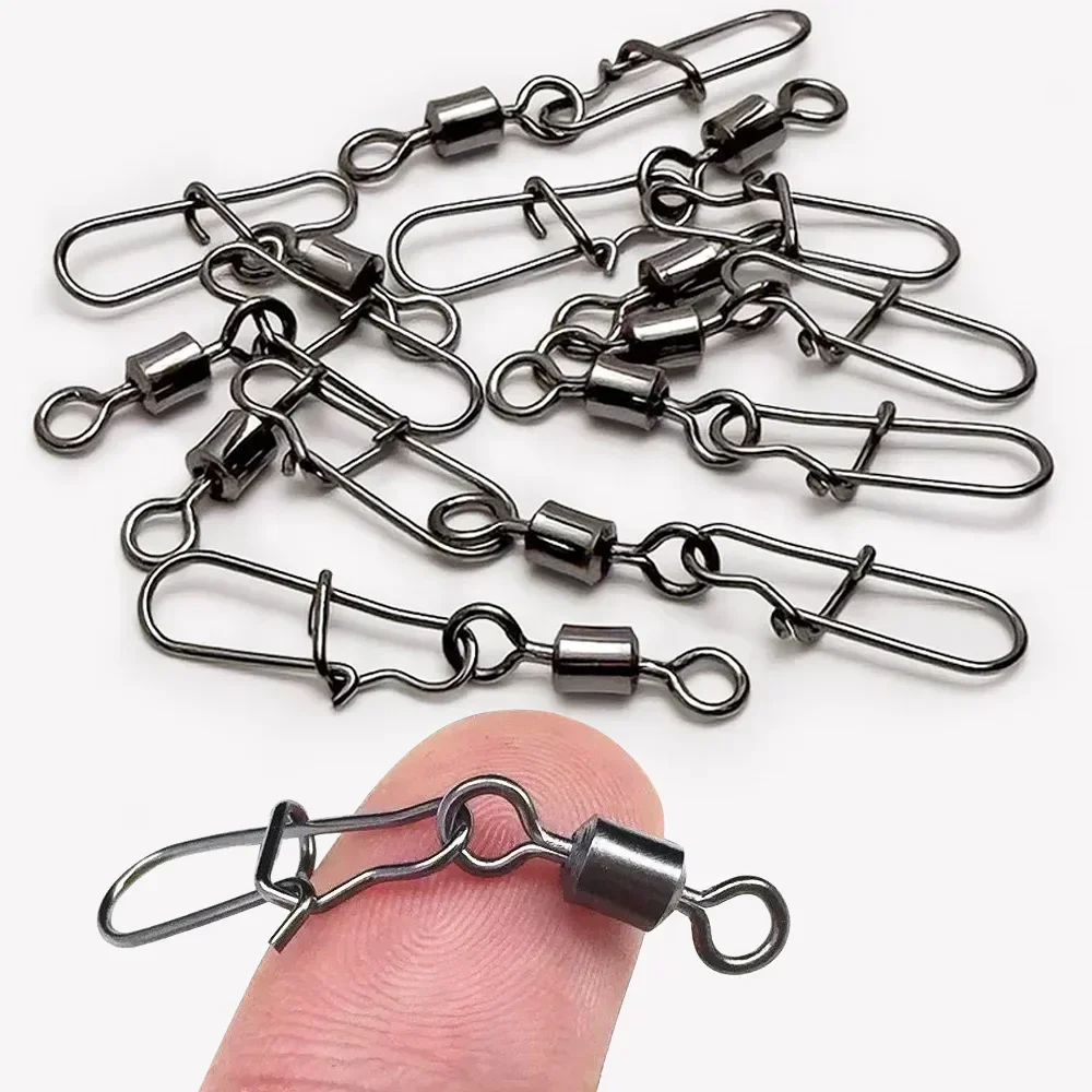 50 teile/schachtel Schwenk Snap Stecker Pin Roll Ring Angelgerät Box Schnalle Haken Locken Kit Draht Drehen Lager Pesca Werkzeug Getriebe – Detail 5