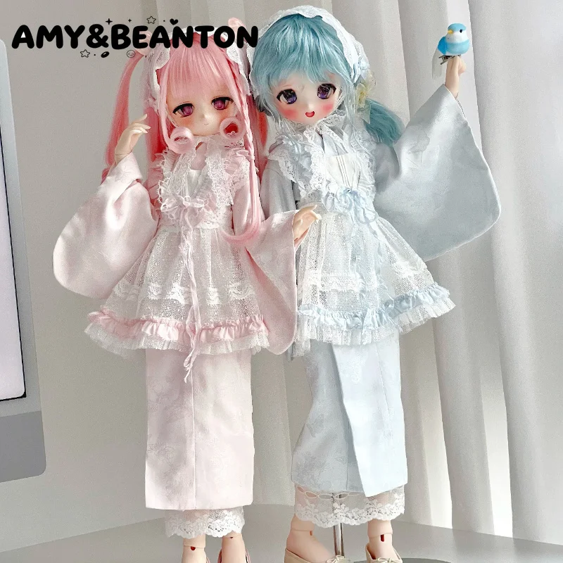 1/4 BJD Silk Kimono Outfit Set Japanese Rojita Style Doll Clothes For 4 Points Ball Jointed Dolls Accessories Not Included Doll