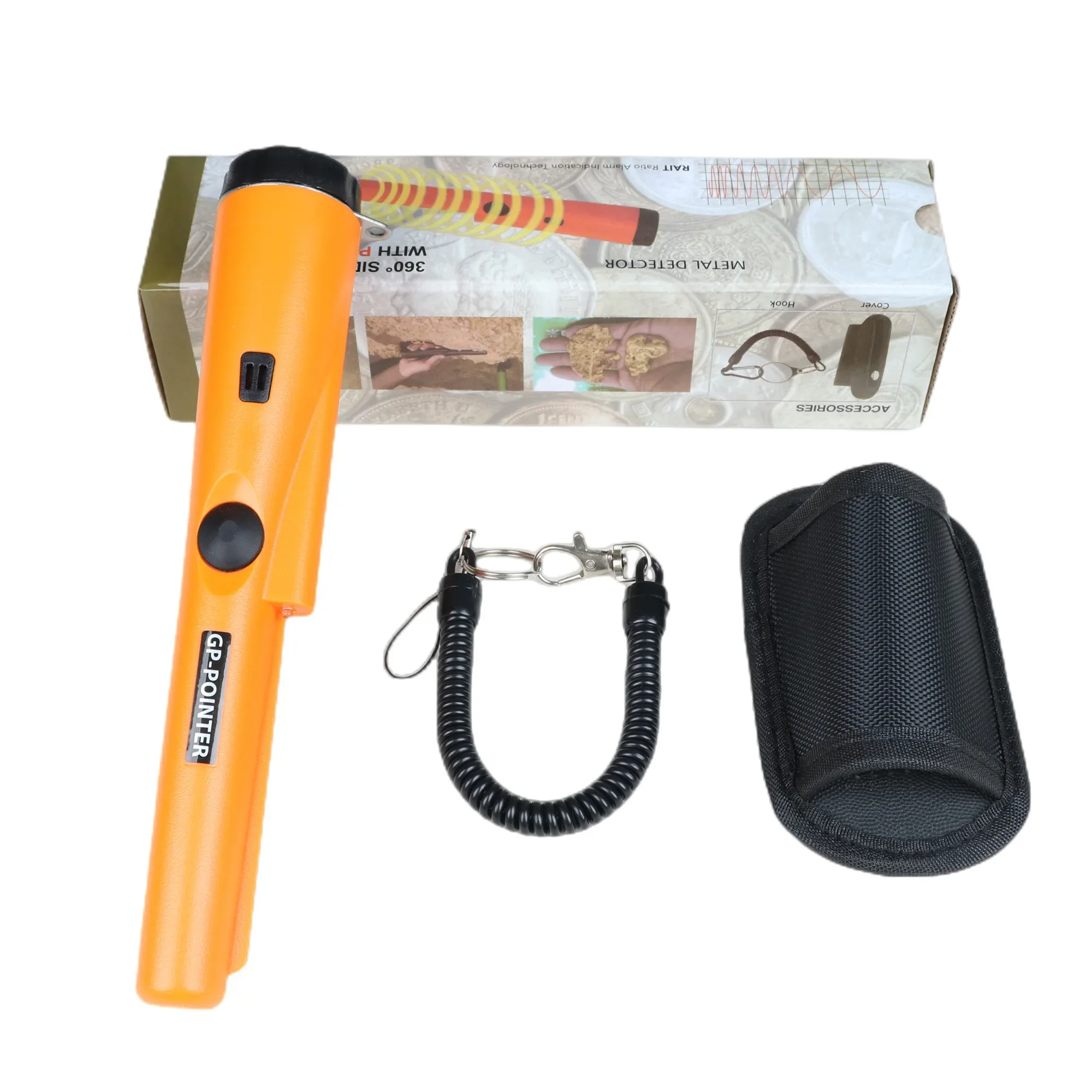 Metal Detector Pinpointer,Partial Waterproof Handheld Convenient Pin Pointer Wand with Holster, 360°Scanning Locating Gold  Coin