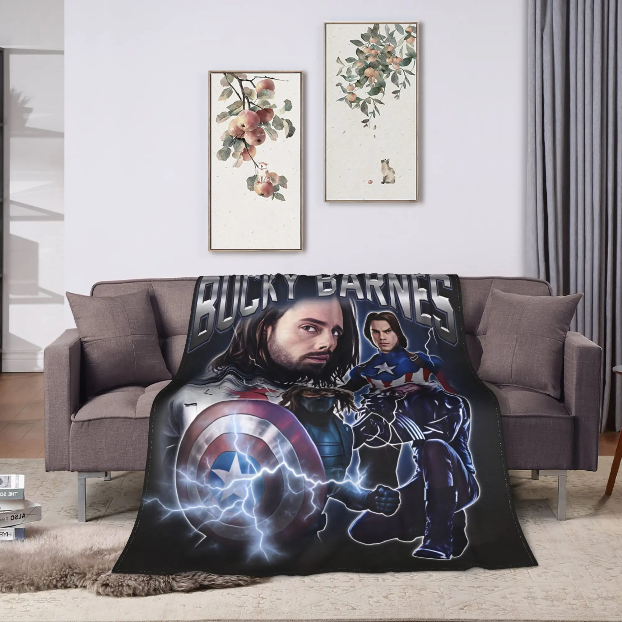 Bucky Barnes Winter Soldier Blankets Super Warm Plush Throw Blanket For Couch Chair Sofa Bed Camping Flannel Bedspread Bed Cover