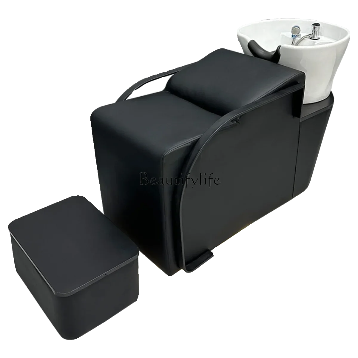 FGCeramic Basin Barber Shop Shampoo Chair Special Stainless Steel Flush Hair Salon Lying Half Shampoo Chair