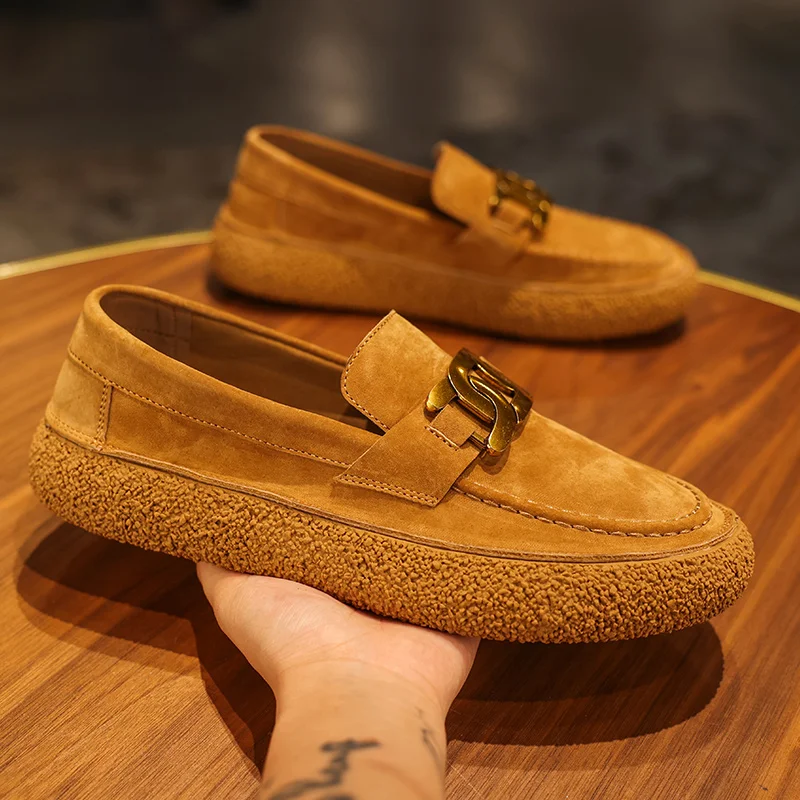 

Новинка 2025 года, легкая мужская модная обувь из замши высокого качества Gommino 39-44, дышащая, удобная