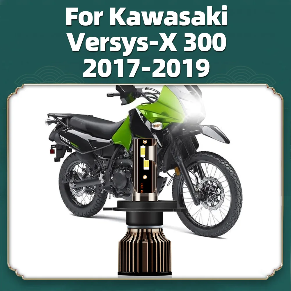 

For Kawasaki Versys-X 300 2017 2018 2019 / Voyager 1300 1983-1987 Motorcycle LED Headlight H4 Lamp Turbo Bulb CSP 10000LM 6500K