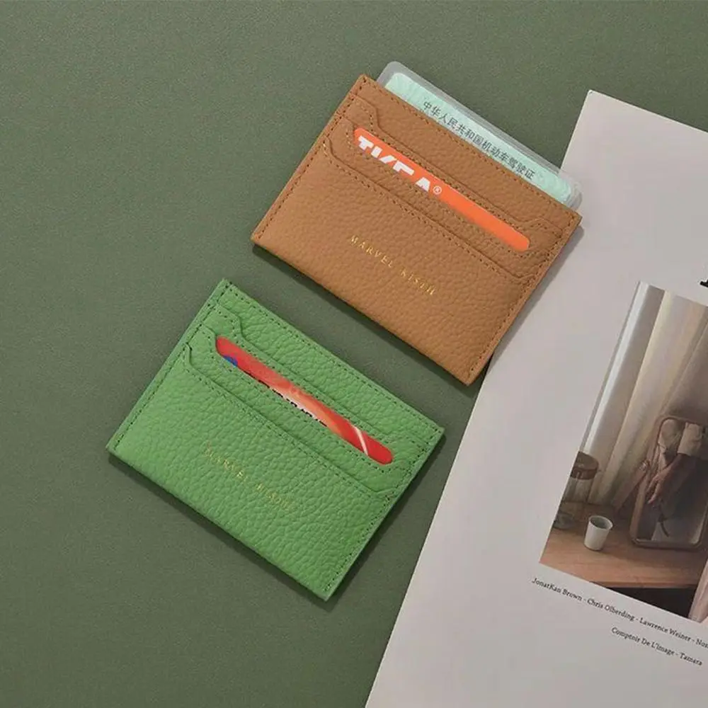 New Ultra-thin Card Bag Solid Color PU Small Wallet Soft Comfort Surface Credit Card Holder Women Men