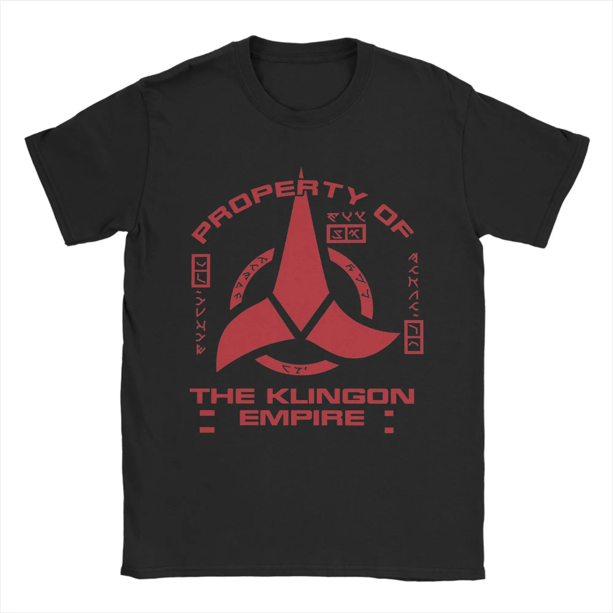 Stars Treks Discoverys Property of Klingon Empire Red Logo T-Shirt Men Fun Pure Cotton Tees Short Sleeve T Shirts 2026 Summer
