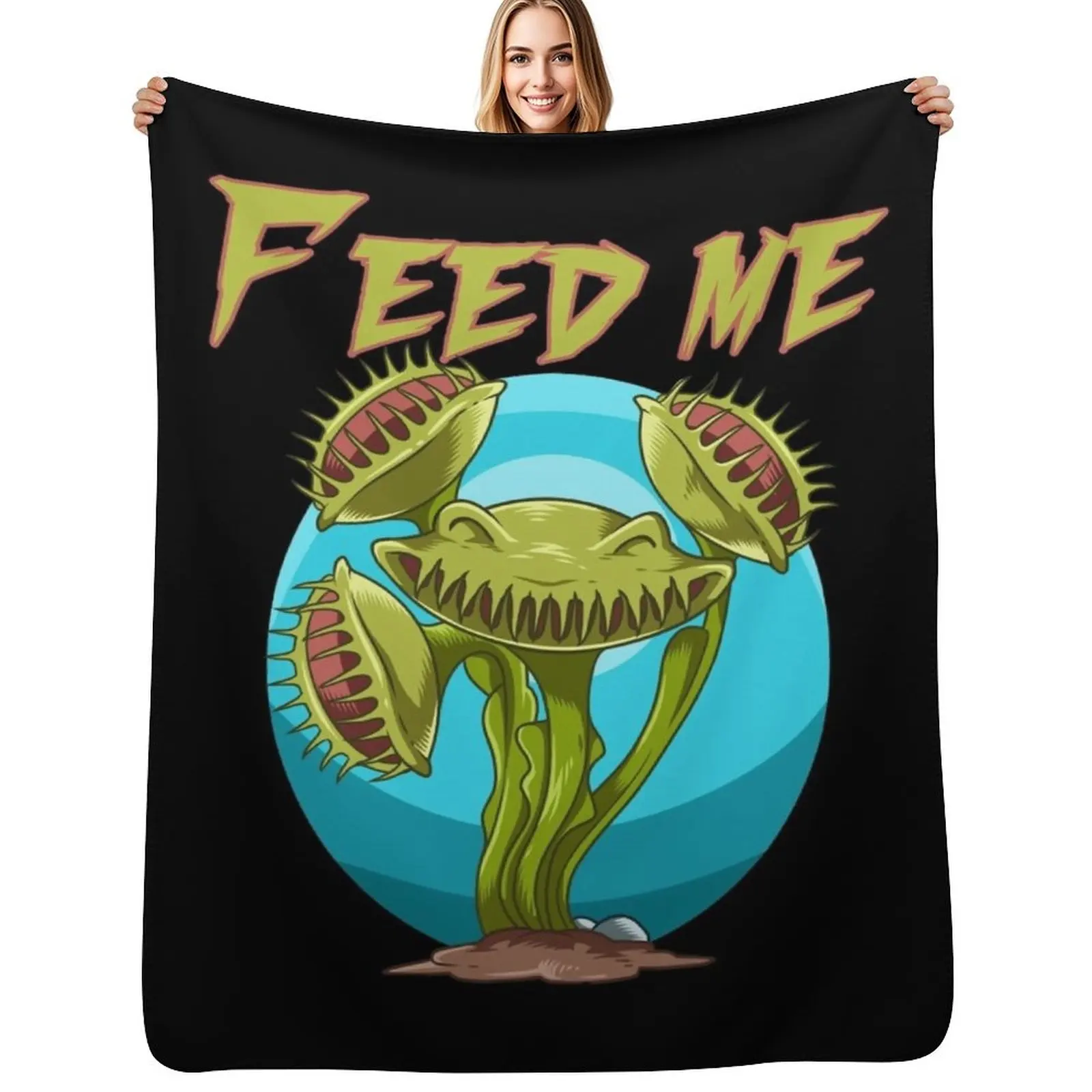 Manta decorativa Feed Me Dionaea para amantes y cultivadores de plantas, manta cálida para la siesta, para oficina, sofá, cama
