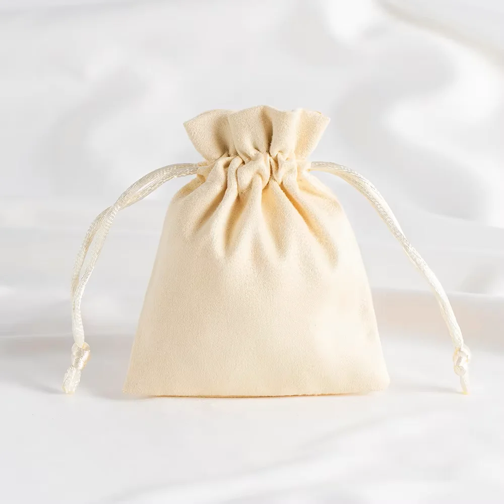 5pcs Premium Flannel Drawstring Pouches for Jewelry Storage