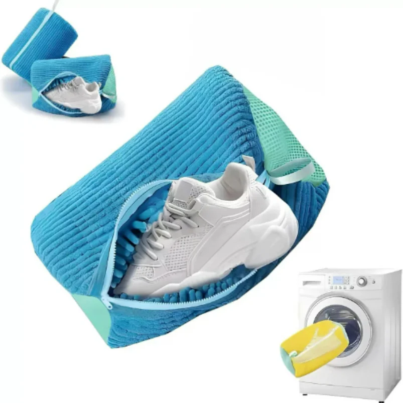 New Shoe Washing Bag Washing Machine Laundry Bags Microfiber Closure Shoes Cleaning Bag Shoes Laundry Net Fluffy Fibers Sneaker
