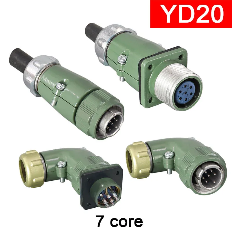 

YD20 Авиационная вилка 7-контактный прямой YD20J7TP YD20J7TQ Угловой YD20J7TR YD20J7TS Водонепроницаемый разъем YD20K7Z 7-ядерный 7-контактный разъем
