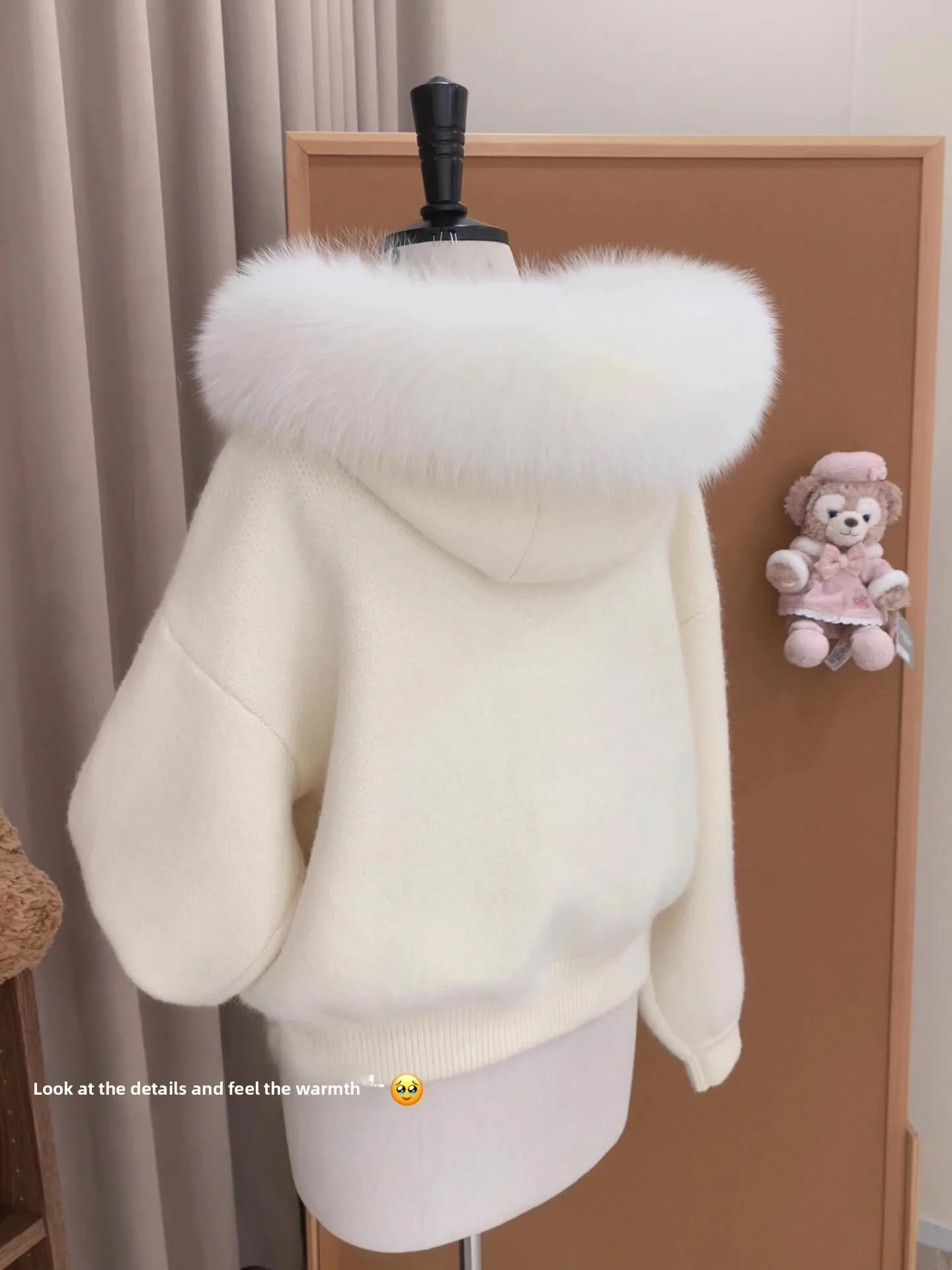 

Soft Cozy Knitted Hat Jaet Women's Autumn Winter Loose Lazy Knitwear U aped Fur Collar Zipper Long Sve ort Length