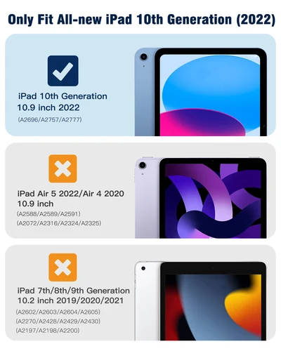 Imagen 2 del producto Funda para iPad de 10. a generación 2022, con portalápices, funda protectora híbrida delgada con soporte triple y parte trasera transparente para iPad 10