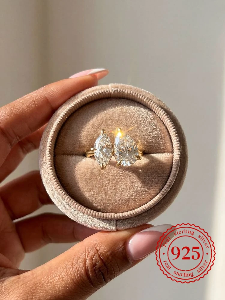 

925 Sterling Silver Marquise Waterdrop Zircon Ring For Women Engagement Daily Party Luxury Fashion High Quality Fine Jewelry