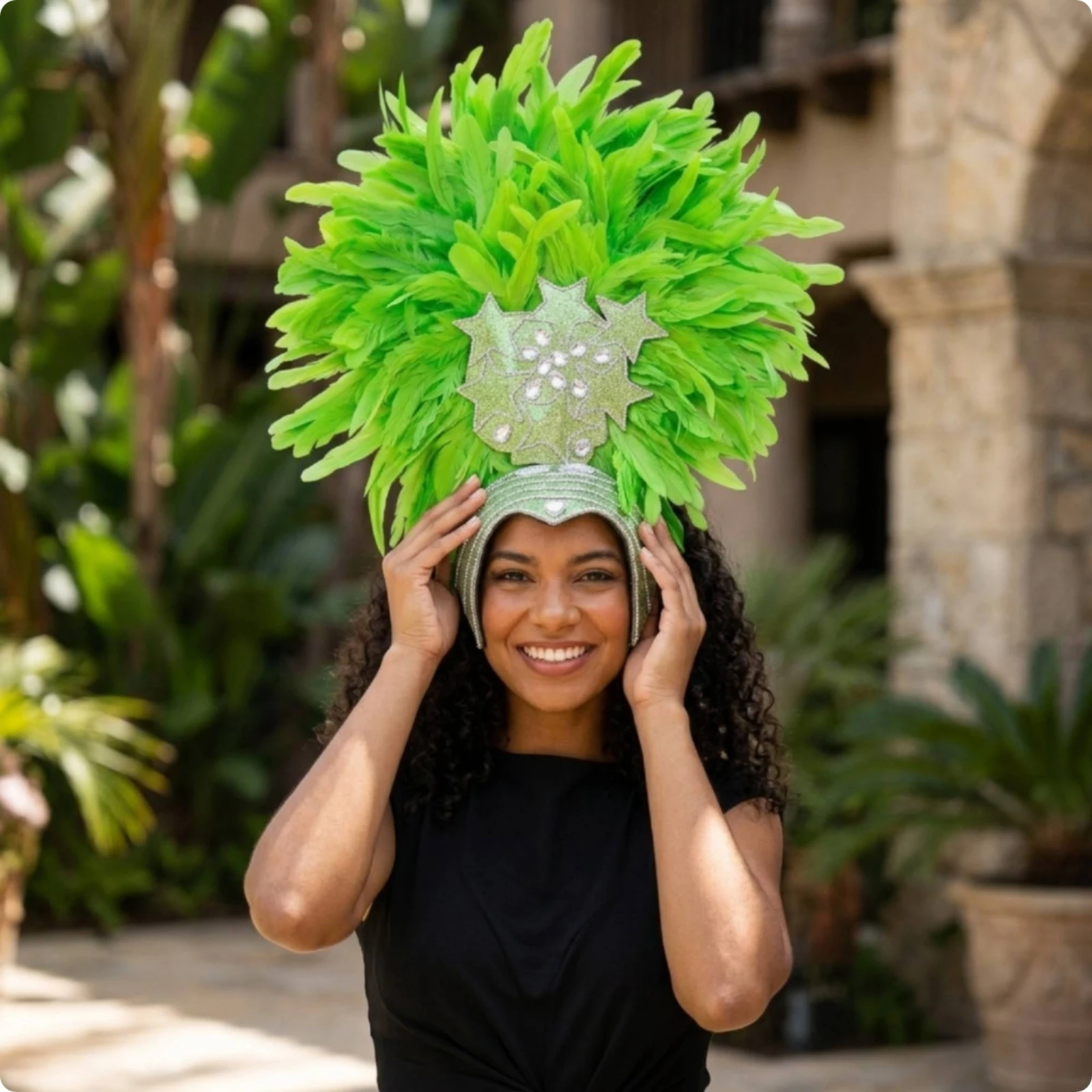 Feather Headdress Iridescent Costume Headpiece Headdress with Feathers Handmade Feather Headpiece Comfortable for Performers