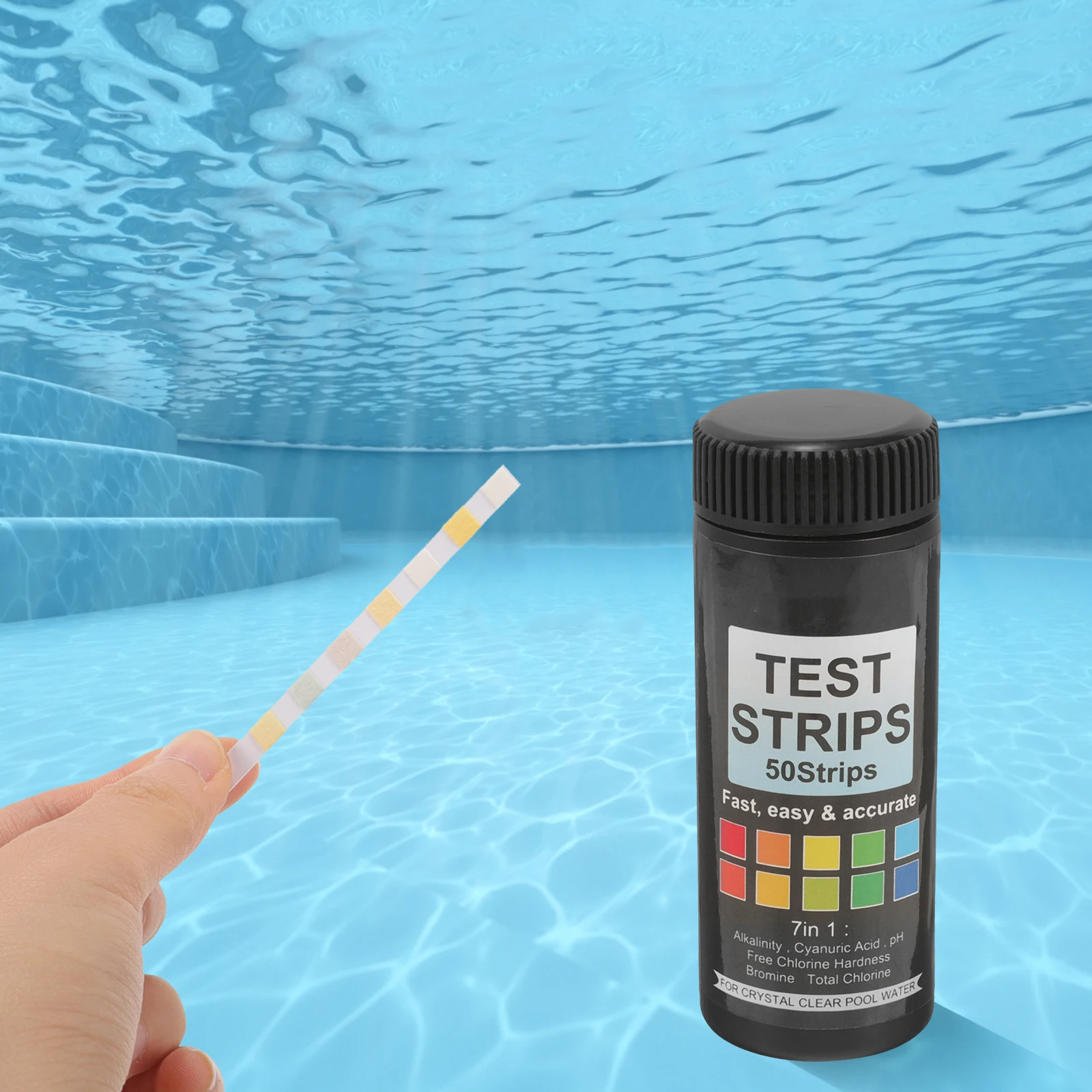 

50Pcs Swimming Pool Test Strips Water Quality Testing Paper for PH Chlorine Fast Results with Easy Color Comparison Chart