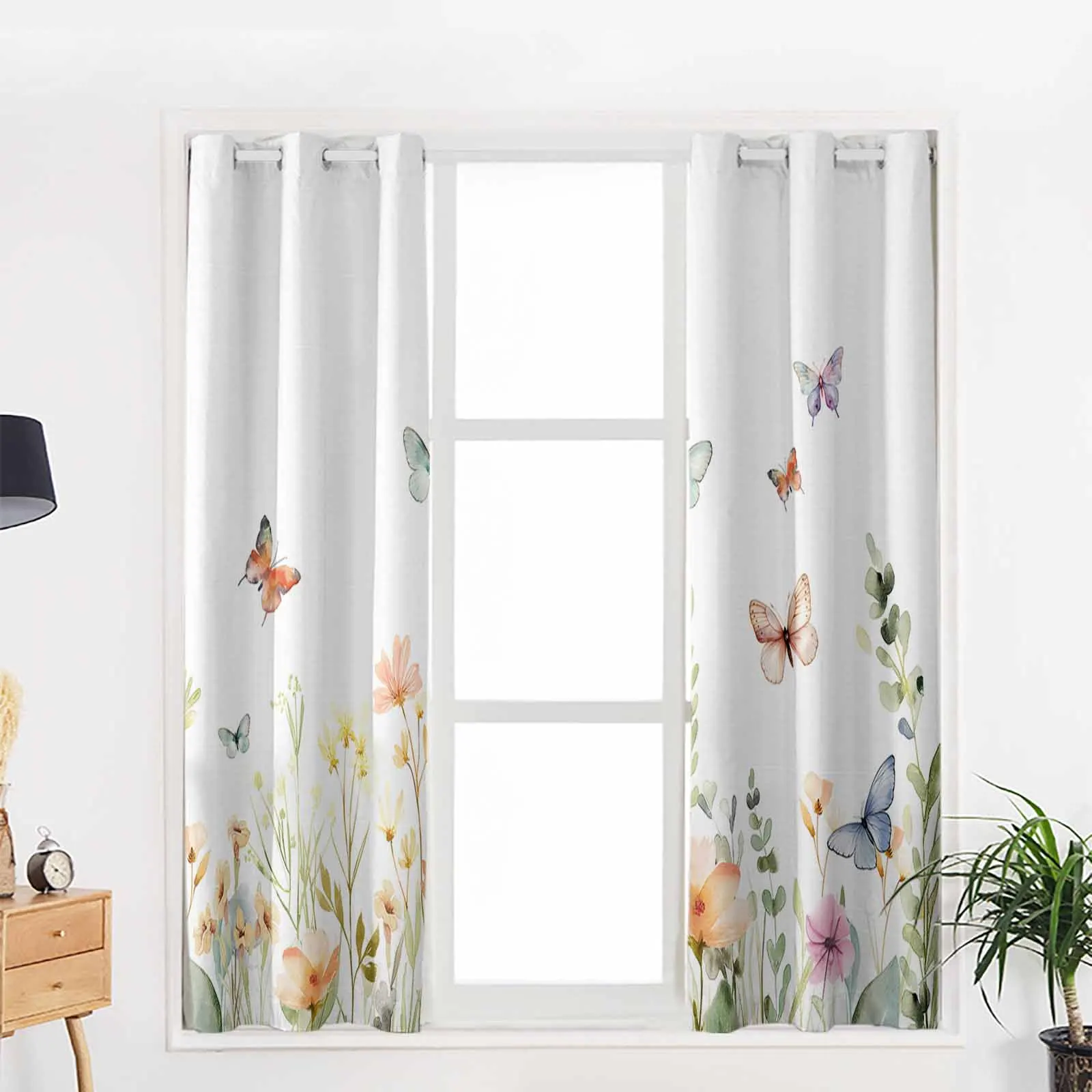 Butterfly Flowers And Flowers Curtains For Living Room Kids Bedroom Window Curtain Balcony Hall Drape Long Cortinas