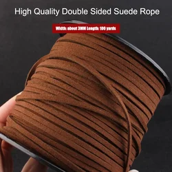 100yards 2.5MM double sided Suede Braided Cord Flat Korean Velvet Leather Handmade Rope String DIY Beads Bracelet Jewelry Making
