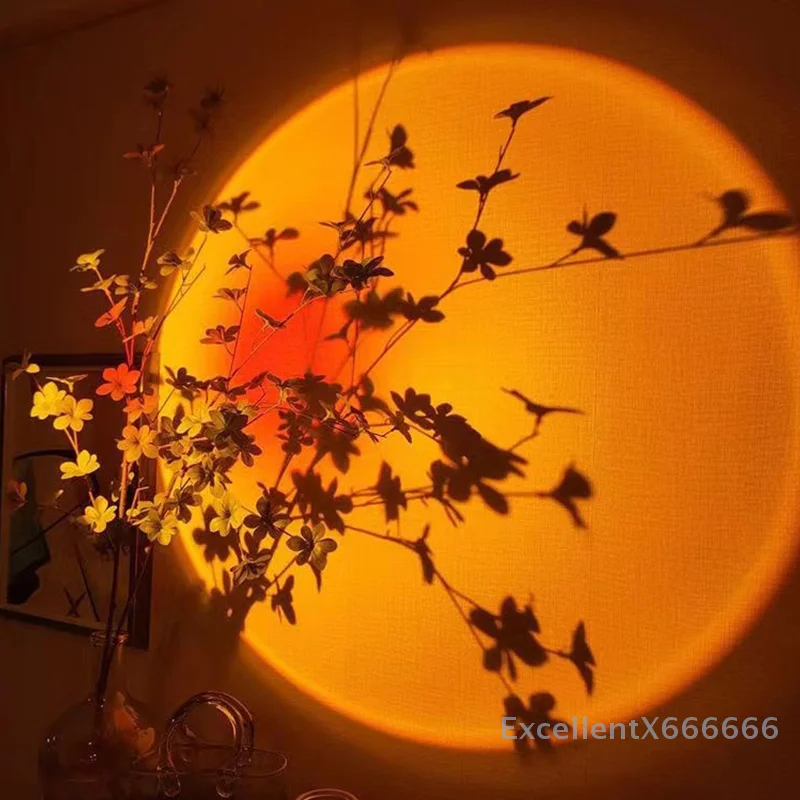Lâmpada de projeção de pôr do sol arco-íris para ambiente ambiente ambiente USB LED luz noturna