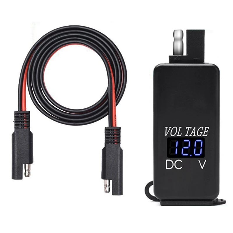 RISE-SAE To USB Adapter With Voltmeter Motorcycle Quick Disconnect Plug With Waterproof Dual USB Charger For Smart Phone