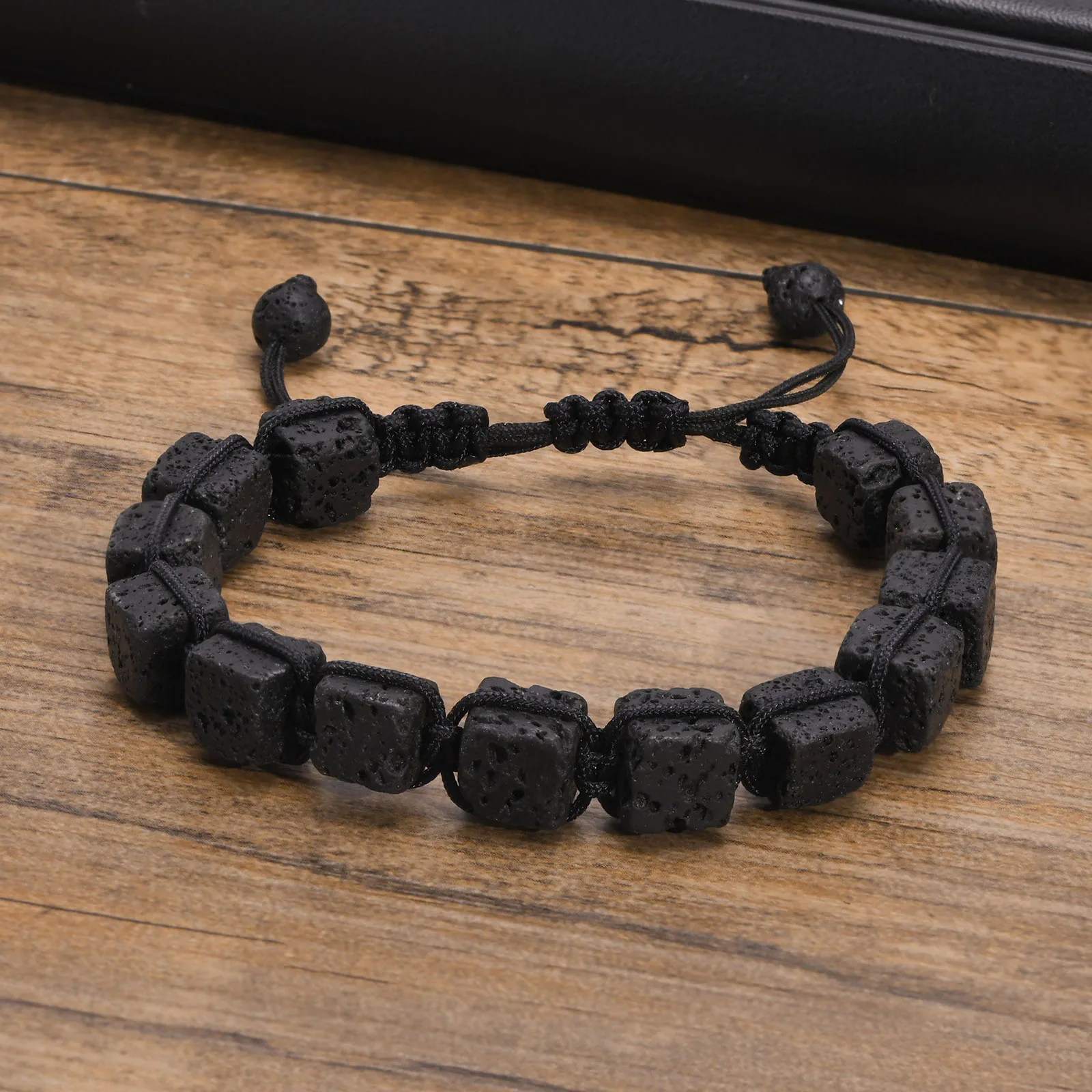 Vnox Black Lava Stone Bracelet, Men's Energy Power Gift