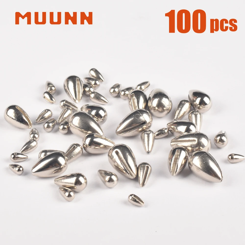 

MUUNN 100PCS Tungsten Tear Drop Jig Head , Ice Fishing Jig Without Hook 2.7mm/3.2mm/4mm/5mm/5.5mm/6mm/7mm DIY Winter Pike Lure