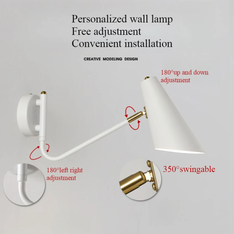 モダンなスイングロングアームウォールライト調節可能な壁掛けランプリビングルーム背景ベッドサイドled屋内装飾折りたたみランプ器具