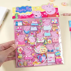 Peppa Pig George Double-layer Bubble Sticker Pig Home Cartoon Pattern Kid's Notebook Water Cup Sticker Toy Wholesale and Retail