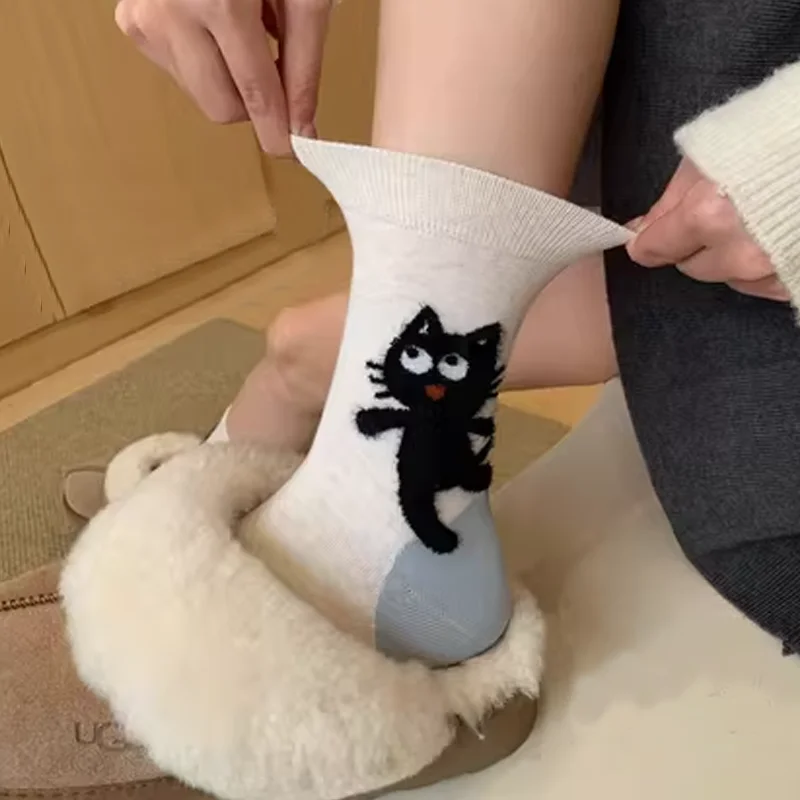 ربيع الخريف الكرتون النمط الياباني المرأة منتصف العجل جوارب قطنية لطيف رقيق القط نمط الجوارب الطويلة الدافئة لفتاة الطالب 2025 #5