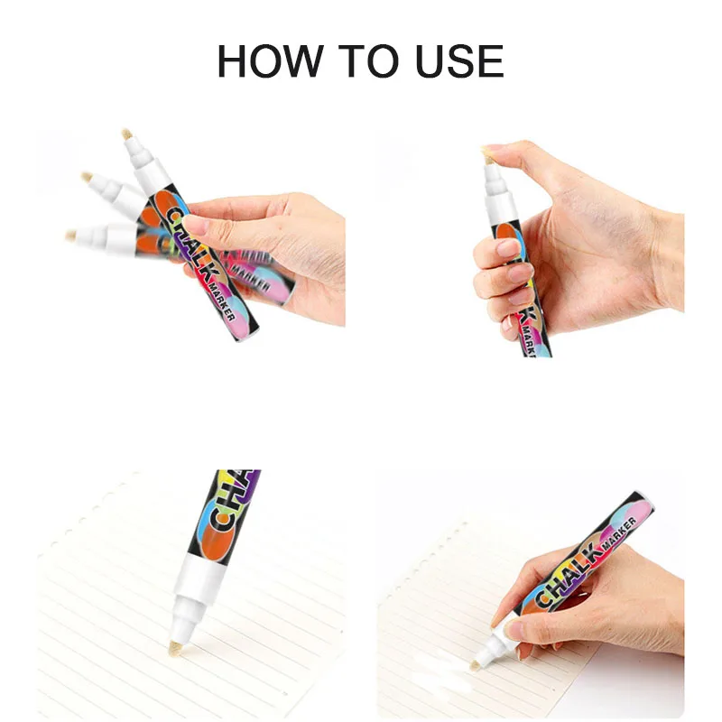 Erasable White Liquid Chalk Marker Pen for LED Board Glass Meatal 1/3/6/10/15mm Oily image 6