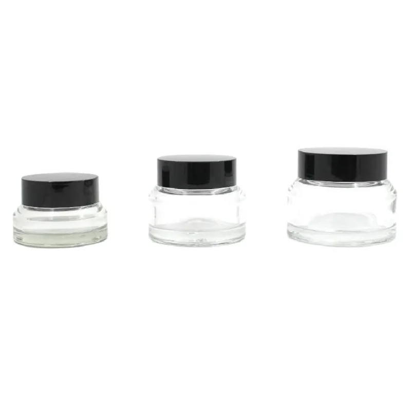 Transparent Glass Cream Jar Oblique Shoulder Skincare Facial Mask Pot 15/30/50g Cosmetic Eye Face Cream Containers 10pcs