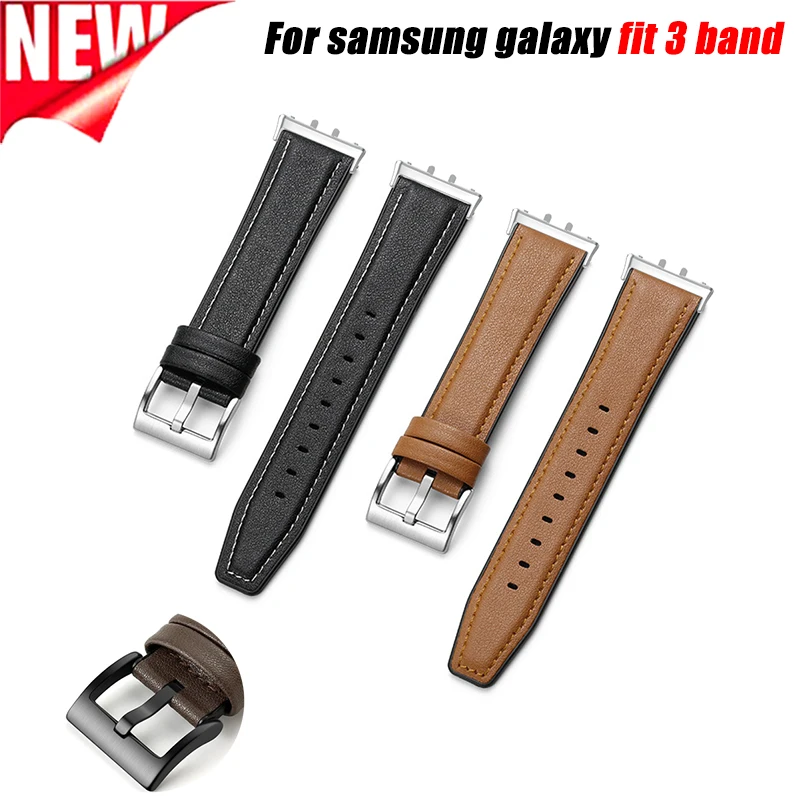Vintage Lederarmband für Samsung Fit 3 Atmungsaktives Armband Elastisches Lederband Schlaufe für Galaxy Fit 3 Business-Style Band