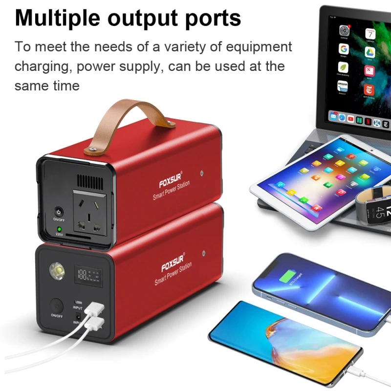 Large Capacity 60800mAh Outdoor Power Bank 200W Portable Charger Powerbank Fast Charging with 220V AC Output for iPhone X Laptop