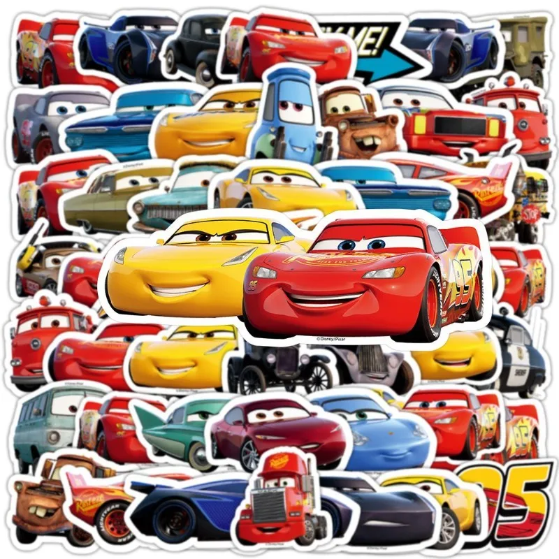 50PCS Disney Cars Lightning McQueen Car Stickers Cell Phone Laptop Luggage Guitar Water Cup Stickers Wholesale