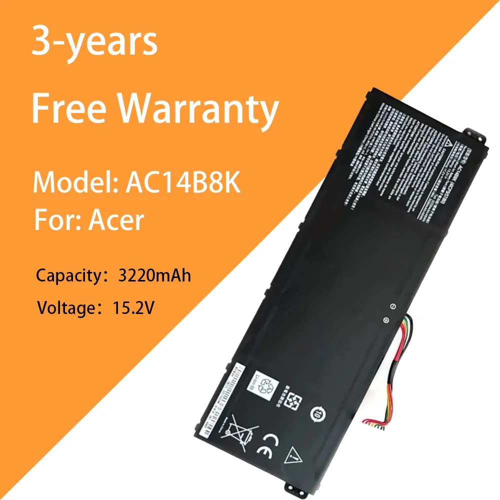 بطارية كمبيوتر محمول AC14B8K مكونة من 4 خلايا لجهاز Acer B3K TMP236 P238 MS2392 N17C1