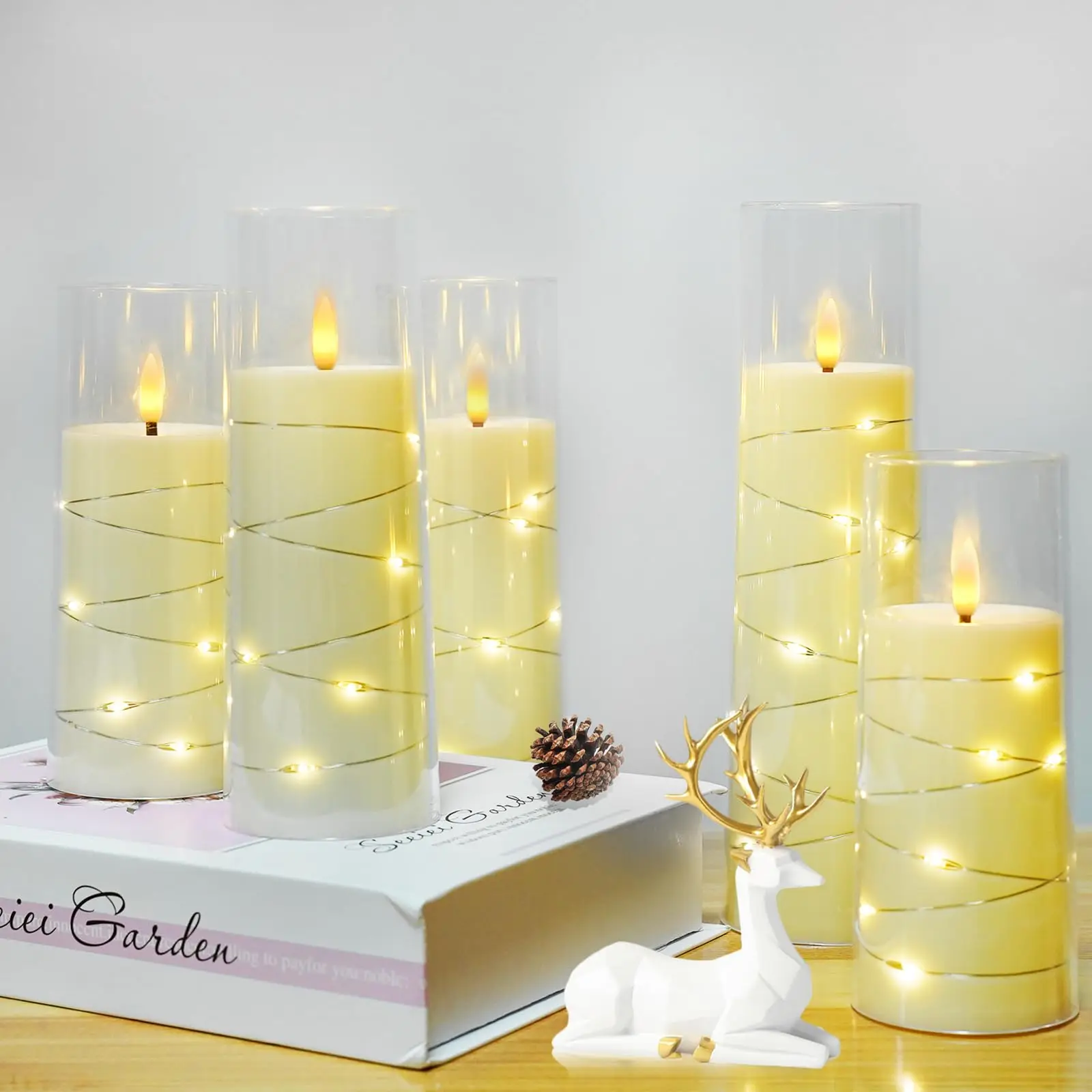 6Pcs/set Flameless LED Candles with Timer 3D Wick Flickering Flameless Candles for Romantic Ambiance Wedding and Home Decoration