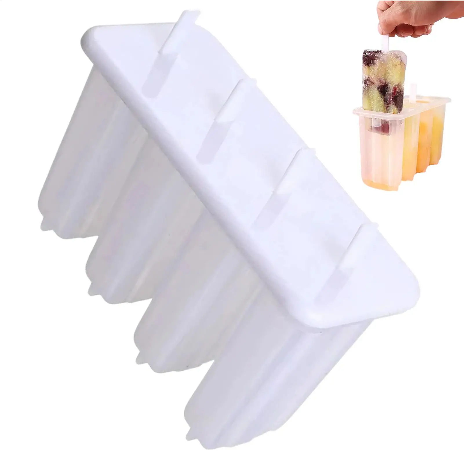 Reusable Ice Pop Maker 4-Cavity Ice Bar Mold Homemade Popsil