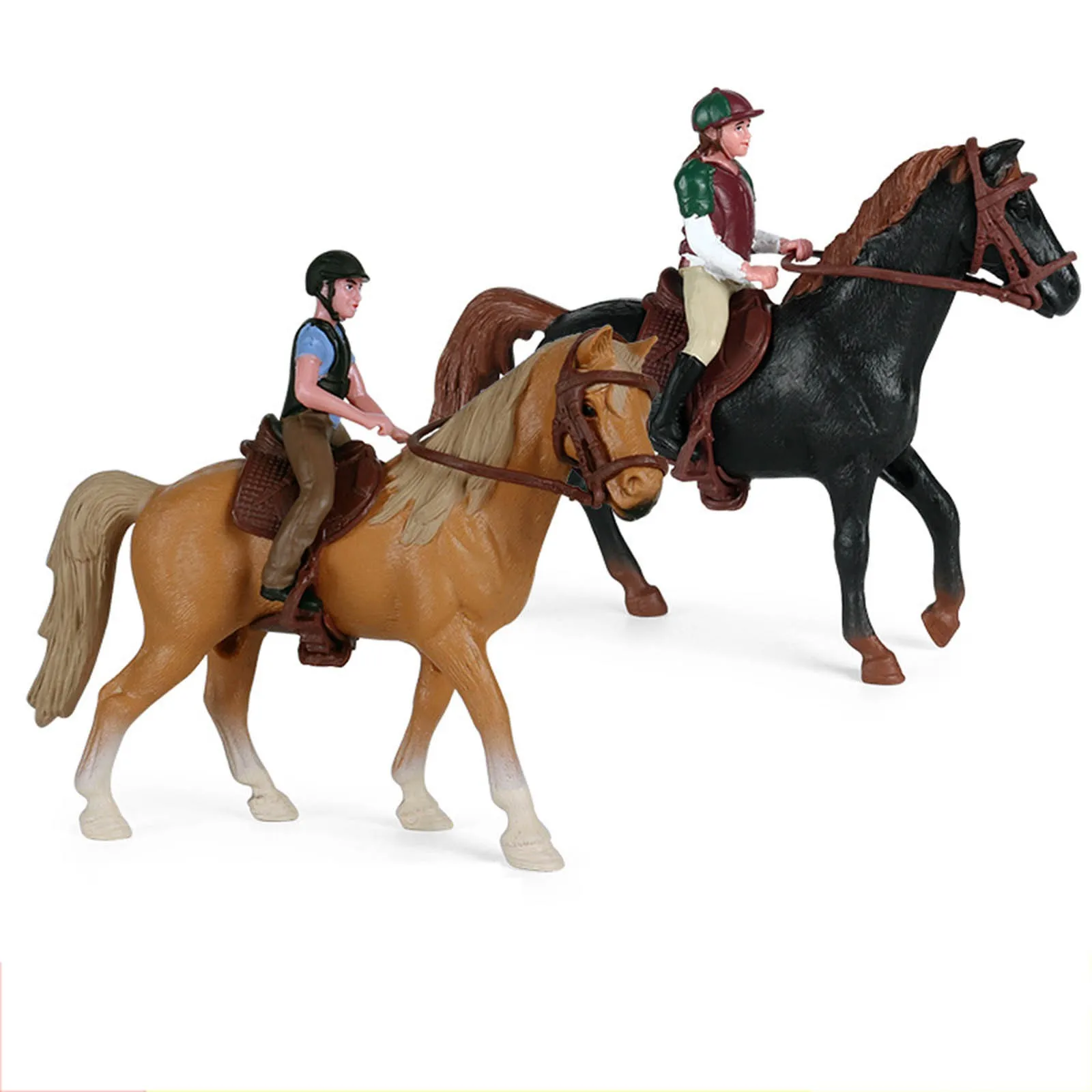 Simulation Rider And Horse Figurine Farm Animal Model Sculpture Kids Gift Living Room Office Desktop Ornaments Home Decoration