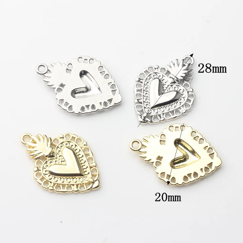 Fashion Zinc Alloy Charms: Alloy Lace Edge Heart-shaped Accessories for DIY Jewelry Earrings Wholesale10pcs/lot