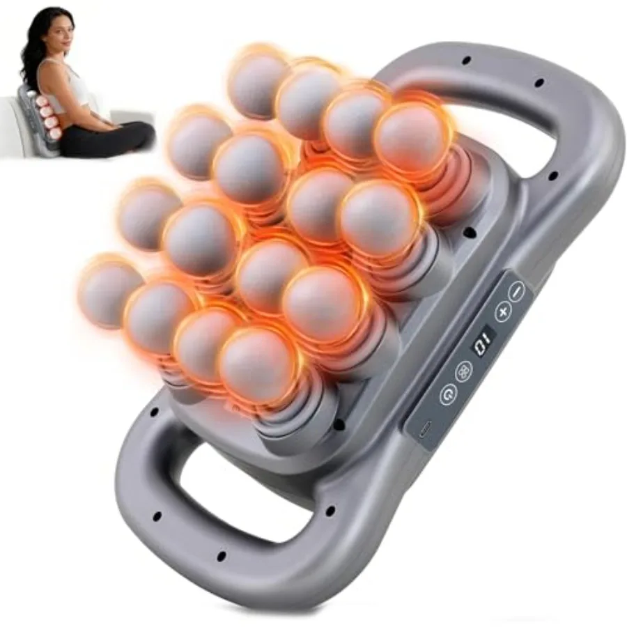 

Массажный пистолет с 16 насадками для глубокого перкуссионного массажа тканей, 9 режимов и 9 регулируемых уровней интенсивности, бесшумный, для расслабления мышц