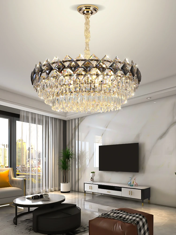 

Light Luxury Crystal Chandelier Living Room Lamp New Dining Room Lamp Bedroom Lamp Modern Simple Atmosphere LivingRoom Main Lamp