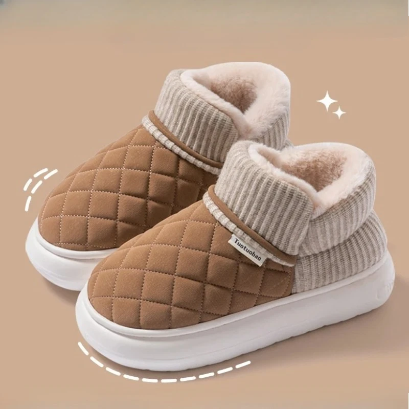 Winter Women Shoes Casual House Shoes For Men 2025 Outdoor Warm Cotton Shoes For Women Indoor Plush Padded Slippers Female