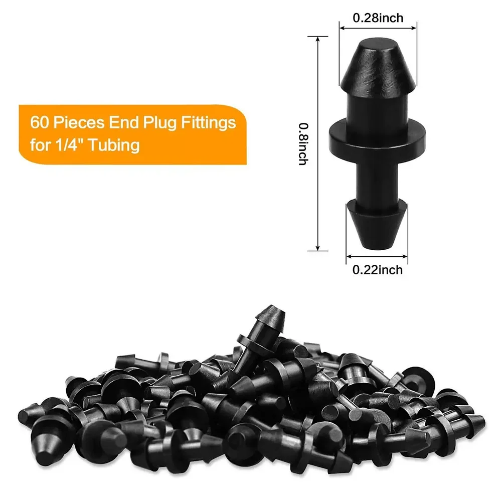 60-Pack End Plug Hole Seal Stoppers For Drip Irrigation Tubing Capillary Hose Blocked Pipes For 1/4 Inch Pipe Garden Lawn