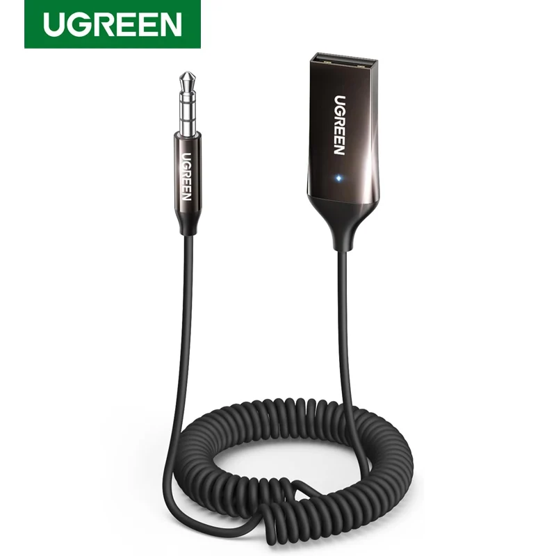 

UGREEN Bluetooth 5,3 адаптер-приемник Автомобильные комплекты громкой связи AUX Audio 3,5 мм разъем музыкальный беспроводной приемник для автомобиля BT передатчик