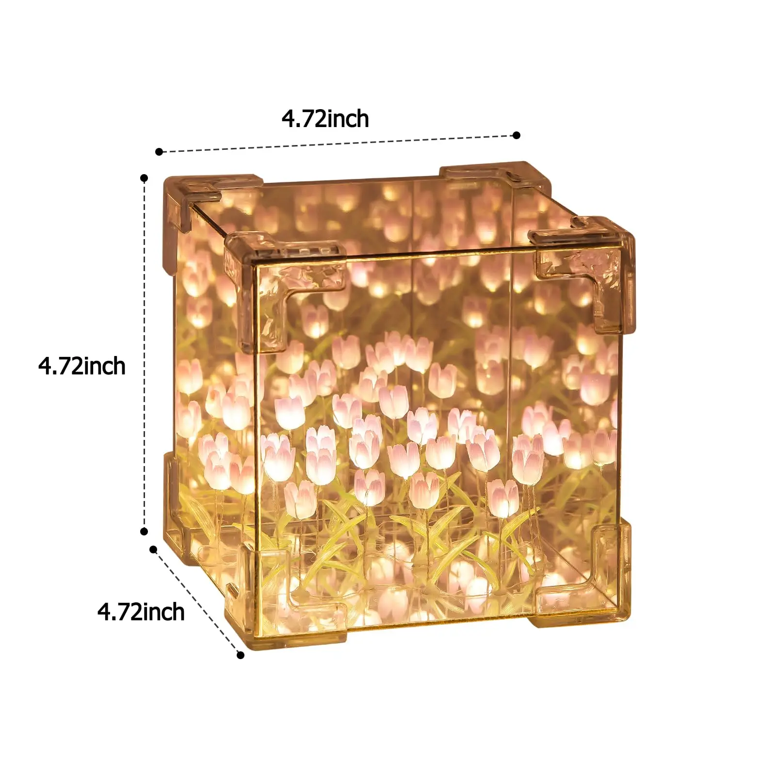 DIY Tulp Nachtlampje Led Decoratieve Nachtlamp Magische Kubus Tafellamp en Spiegel 2 in 1 voor Verjaardagscadeaus en Kerstcadeau