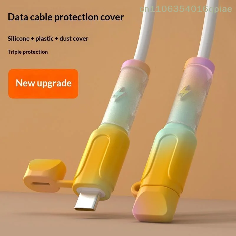 （Summer4）Soft Silicone Charger Cable Winder Protector USB Type C Anti-break Protective Sleeve For Phone Data Line Cover